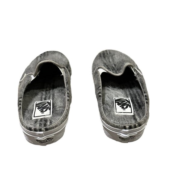 Vans Mule Shoes Womens size 10 Gray Plaid Faux Fur Lined - Picture 4 of 7